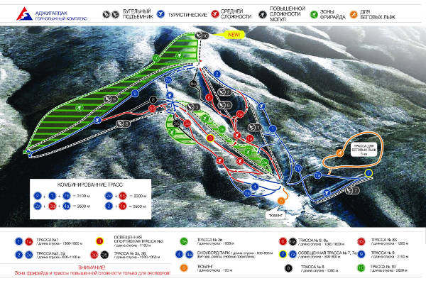 Adzhigardak Ski Trail Map