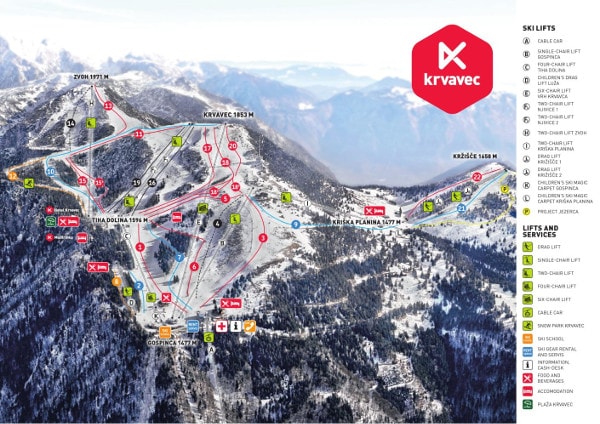 Krvavec Ski Resort Ski Trail Map