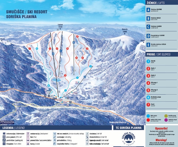 Soriska Planina Ski Resort Ski Trail Map