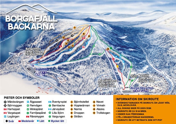 Borgafjallen Ski Trail Map