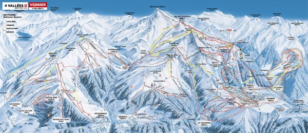 4 Valleys Ski Trail Map