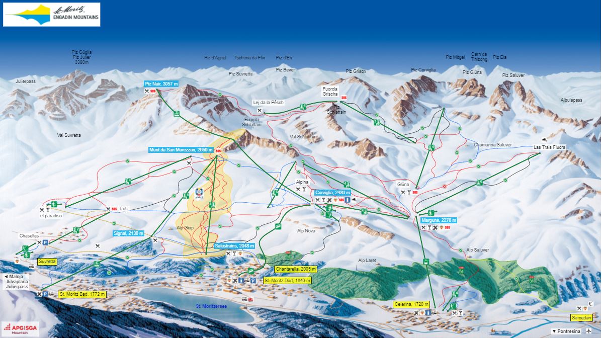 St Moritz Ski Trail Map