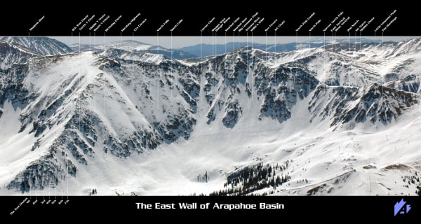 Arapahoe Basin East Wall Ski Resort Ski Trail Map
