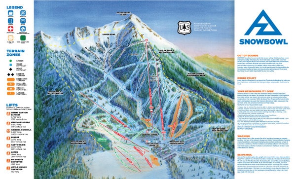 Arizona Snowbowl Ski Trail Map