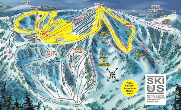 Bear Valley Ski Resort Ski Trail Map