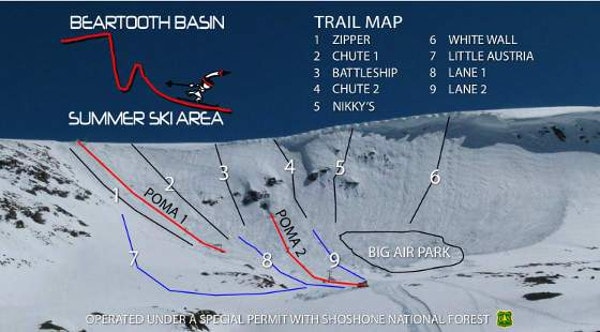 Beartooth Basin Ski Resort Ski Trail Map