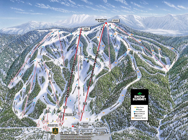 Big Bear Ski Resort Ski Trail Map Snow Summit