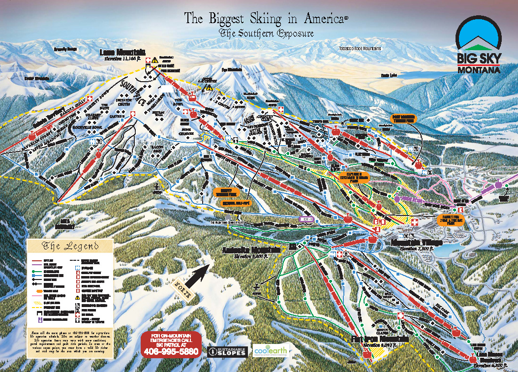 Big Sky Ski Map Free download - Big Sky South Ski Map