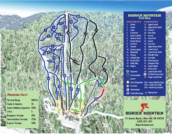 Bigrock Mountain Ski Trail Map