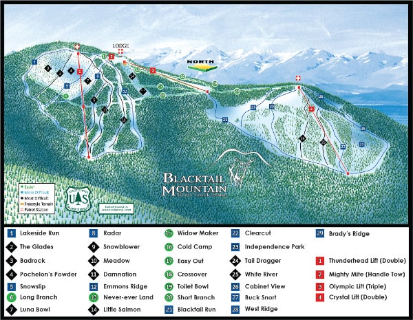 Blacktail Ski Resort Ski Trail Map