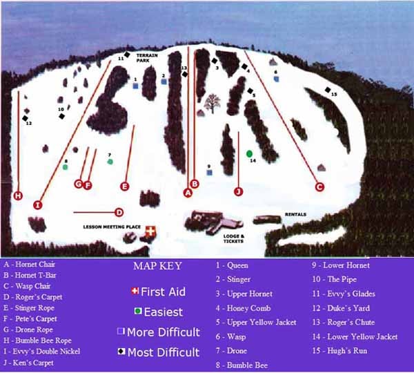Bradford Ski Resort Ski Trail Map