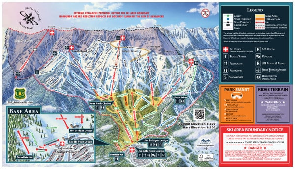 Bridger Bowl Ski Resort Ski Trail Map