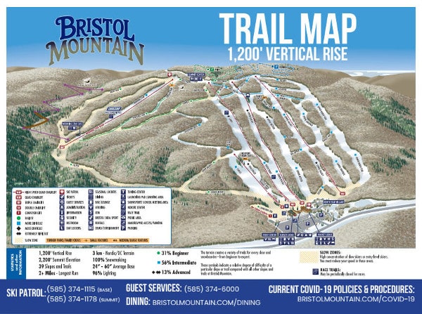 Bristol Mountain Ski Resort Ski Trail Map