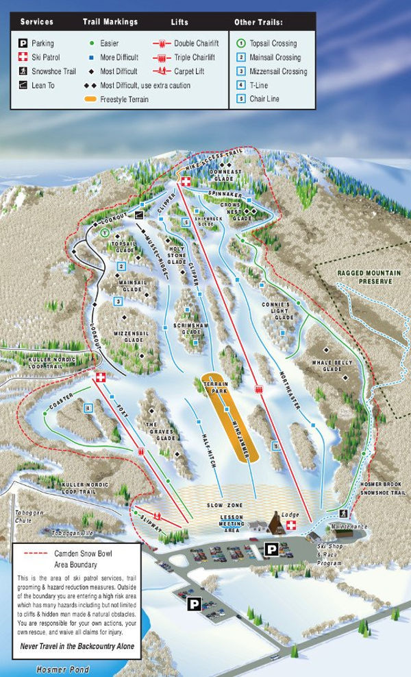 Camden Snow Bowl Ski Trail Map