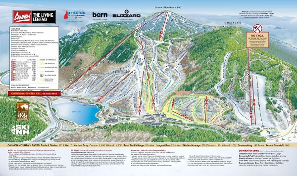 Cannon Mountain Ski Resort Ski Trail Map
