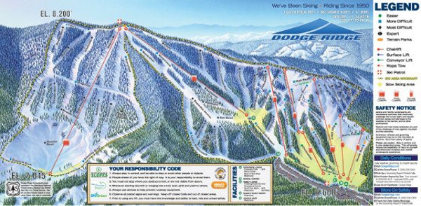 Dodge Ridge Ski Resort Ski Trail Map