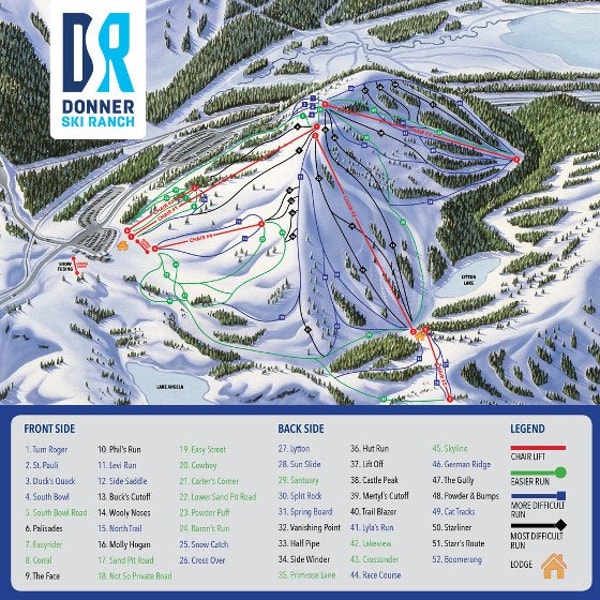 Donner Ski Ranch Ski Resort Ski Trail Map