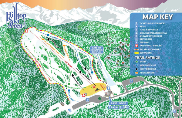 Hilltop Ski Area Ski Trail Map