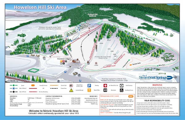 Howelsen Hill, Steamboat, Colorado Ski Resort Ski Trail Map