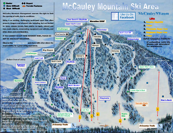 McCauley Ski Resort Ski Trail Map