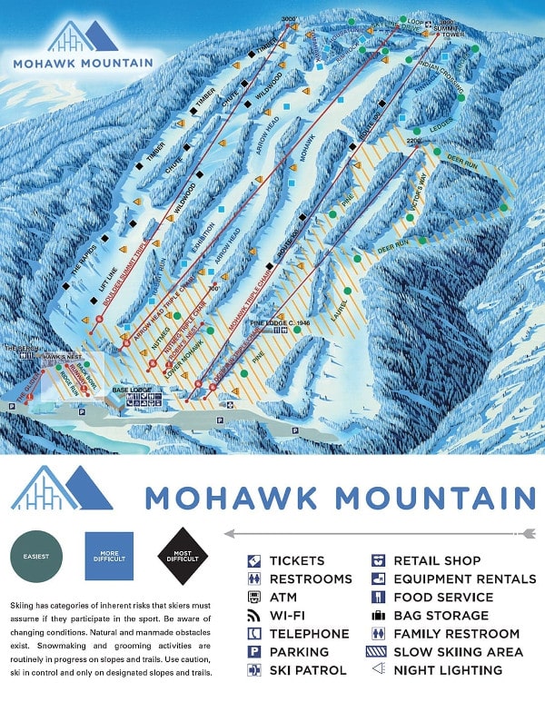Mohawk Mountain, Connecticut Ski Resort Ski Trail Map