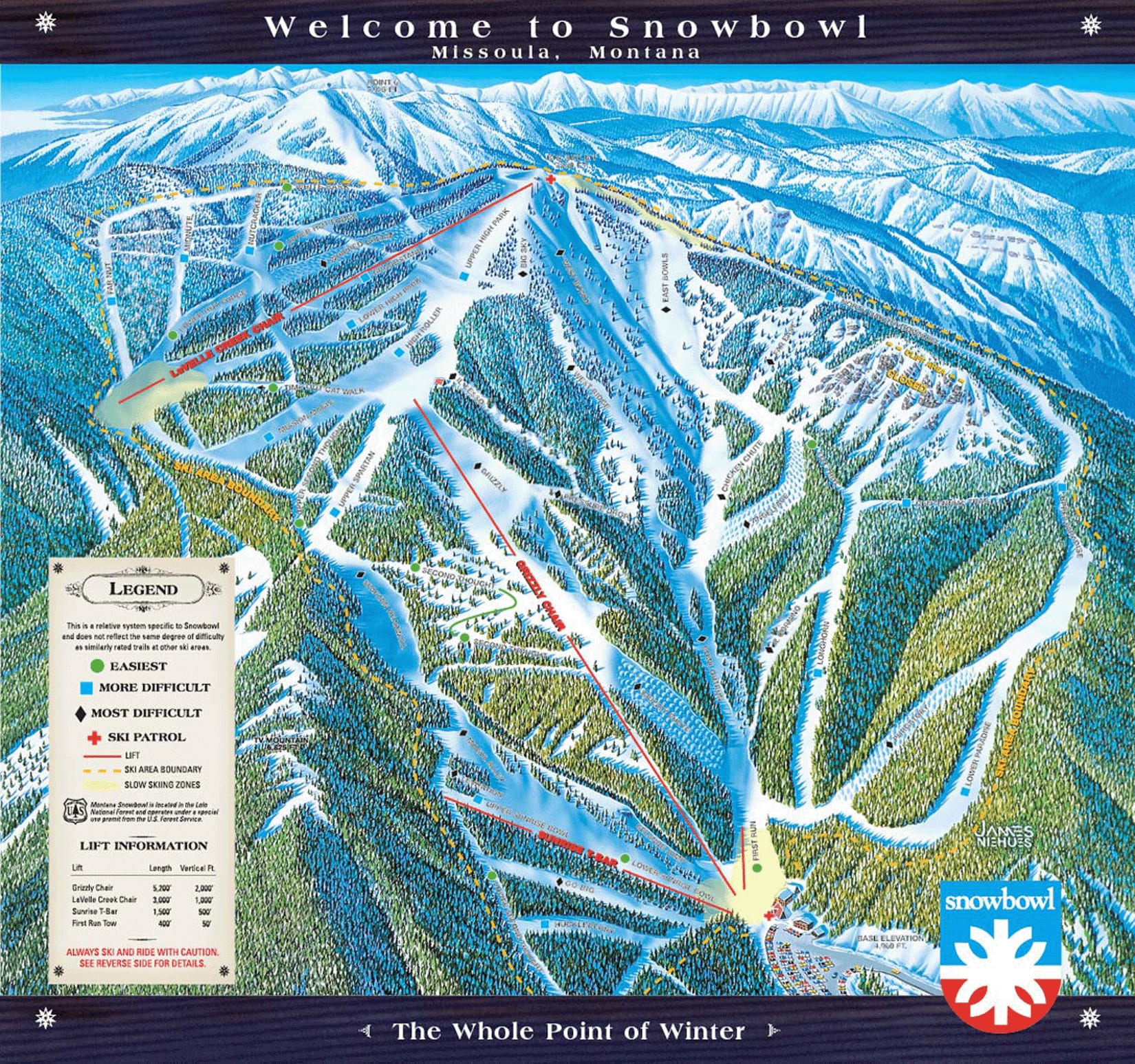 Montana Snowbowl Ski Resort Ski Trail Map