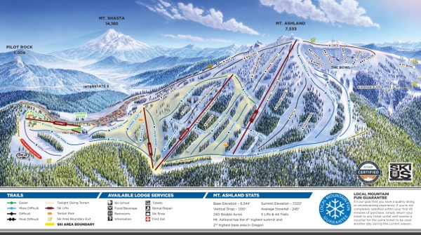 Mount Ashland Ski Resort Ski Trail Map