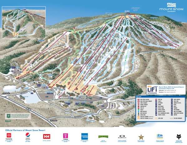 Mount Snow, Vermont Ski Resort Ski Trail Map