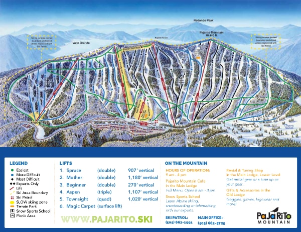 Pajarito Ski Trail Map
