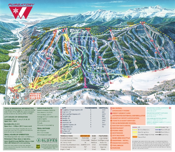 Purgatory Ski Resort Ski Trail Map