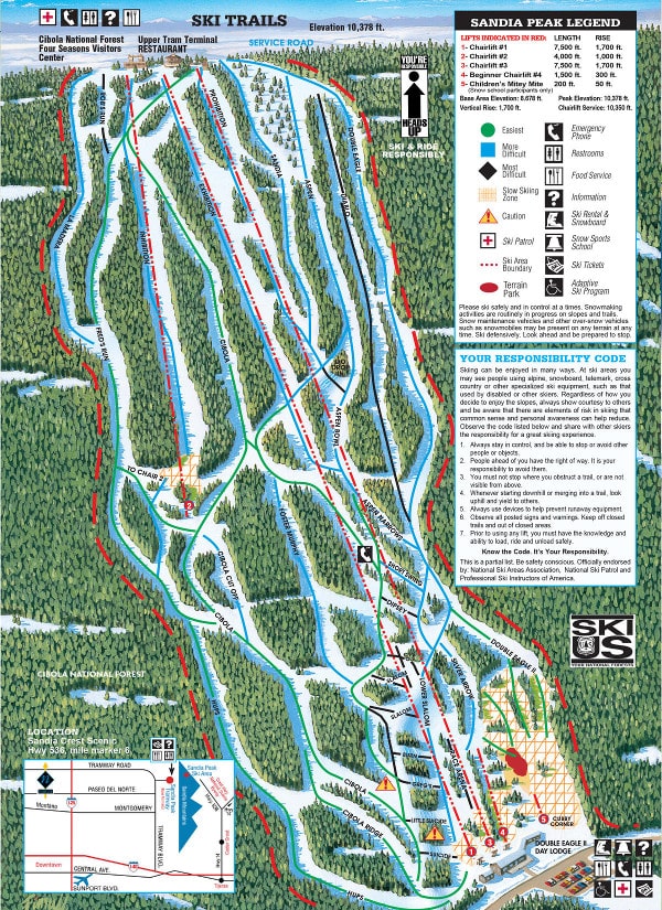 Sandia Peak Ski Trail Map