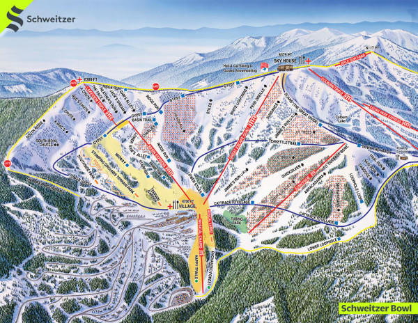 Schweitzer Ski Resort Ski Trail Map Bowl