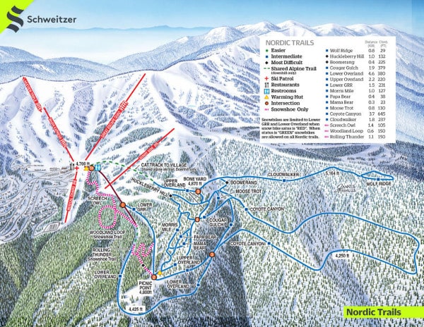 Schweitzer Ski Resort Outback Ski Trail Map