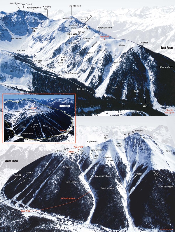 Silverton, Colorado Ski Resort Ski Trail Map