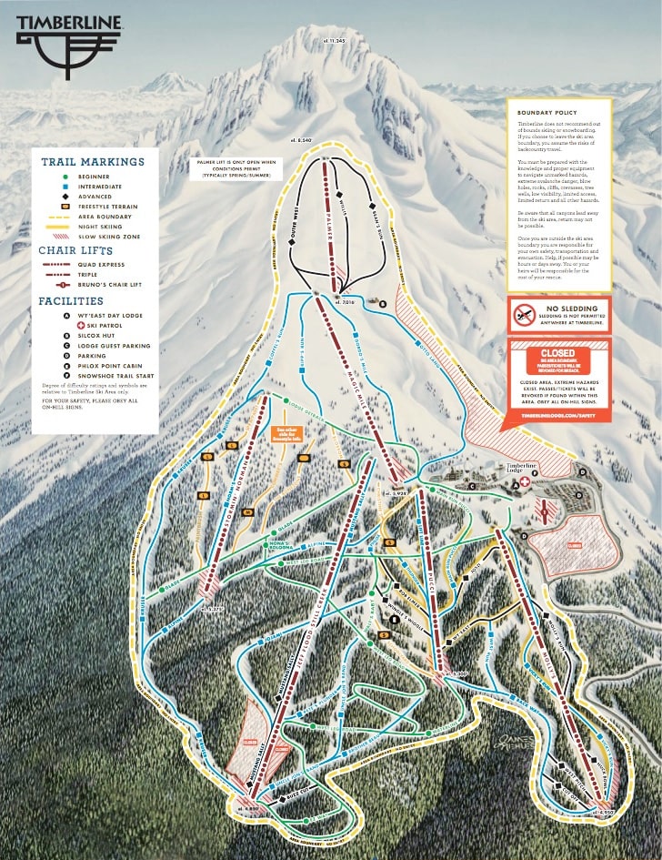 Timberline Ski Trail Map Downloads.