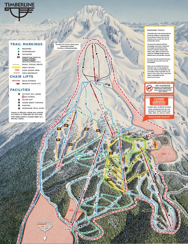 Timberline Ski Resort Ski Trail Map