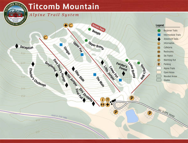Titcomb Mountain Maine Ski Trail Map