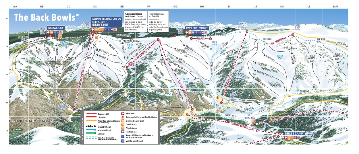 Vail Back Bowls Trail Map Vail Ski Trail Map Free Download