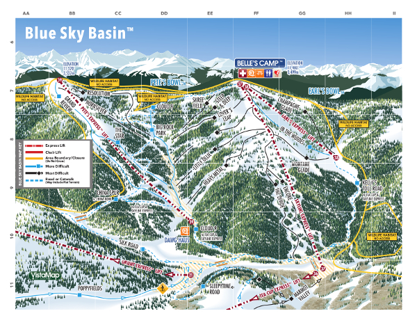 Vail Ski Resort Ski Trail Map Blue Sky Basin 2018