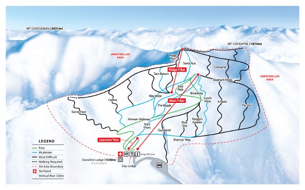 Mt Cheeseman Ski Trail Map